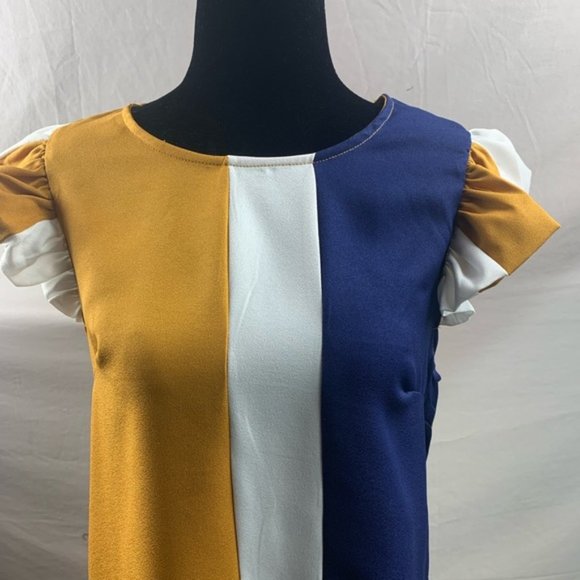 Ruffle Color Block  Dress - Picture 7 of 7